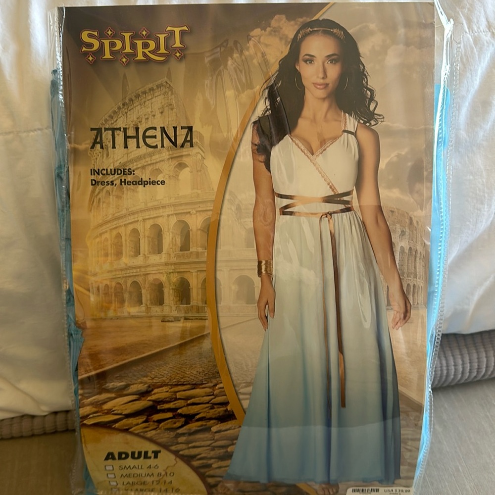 Spirit Athena costume women’s XL 14-16 with faux gold accessories